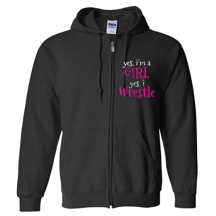 Wrestler Girl Wrestling Gift Vintage Full Zip Hoodie