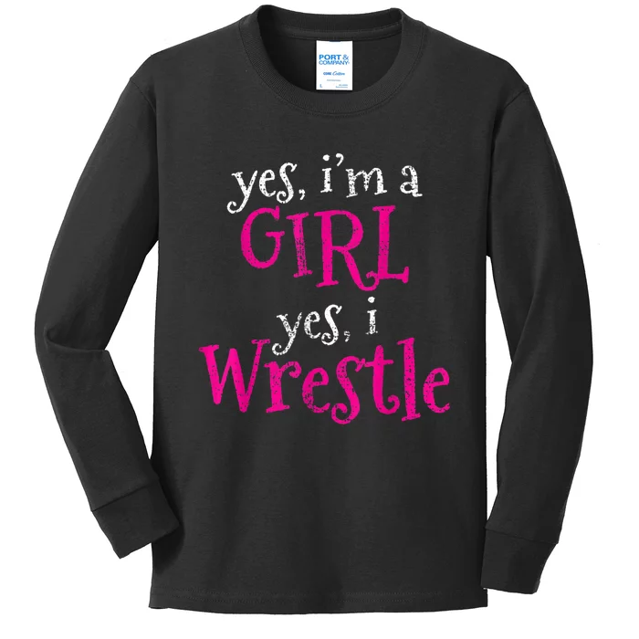 Wrestler Girl Wrestling Vintage Kids Long Sleeve Shirt