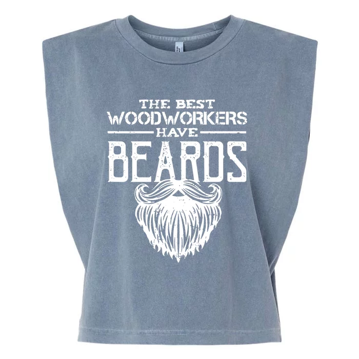 Woodworking Gift Woodworker Carpentry Beard Garment-Dyed Women's Muscle Tee