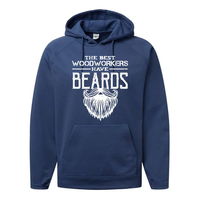 Woodworking Gift Woodworker Carpentry Beard Performance Fleece Hoodie