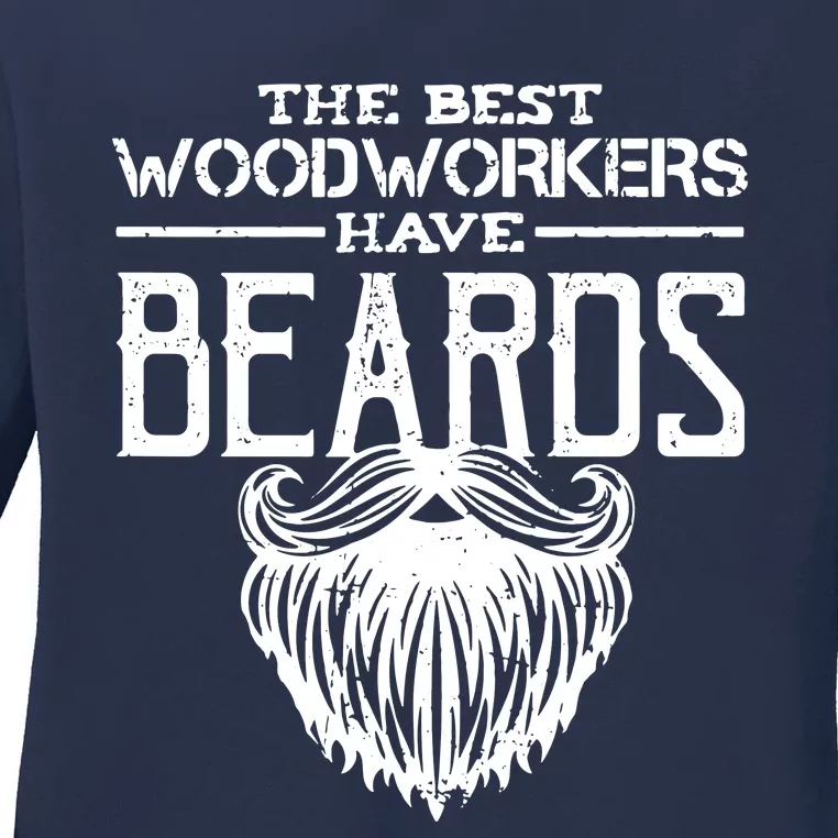 Woodworking Gift Woodworker Carpentry Beard Ladies Long Sleeve Shirt