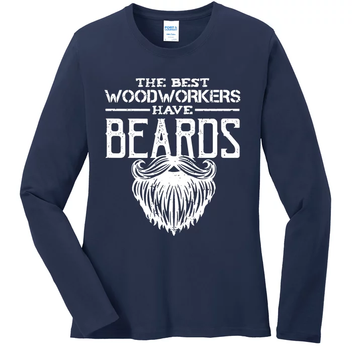 Woodworking Gift Woodworker Carpentry Beard Ladies Long Sleeve Shirt