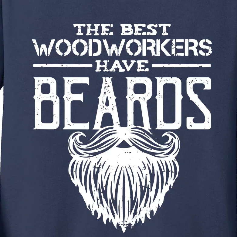 Woodworking Gift Woodworker Carpentry Beard Kids Long Sleeve Shirt