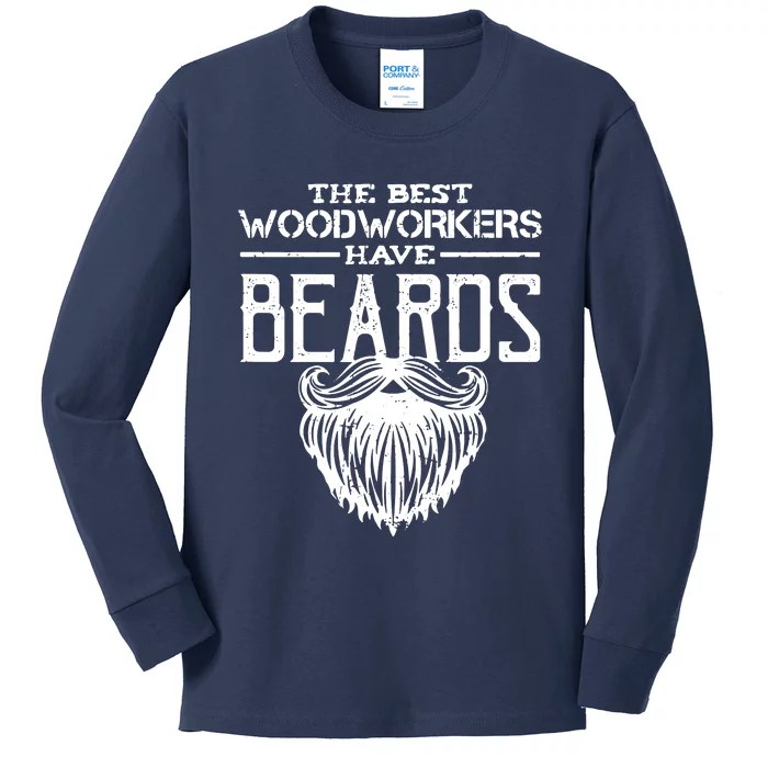 Woodworking Gift Woodworker Carpentry Beard Kids Long Sleeve Shirt