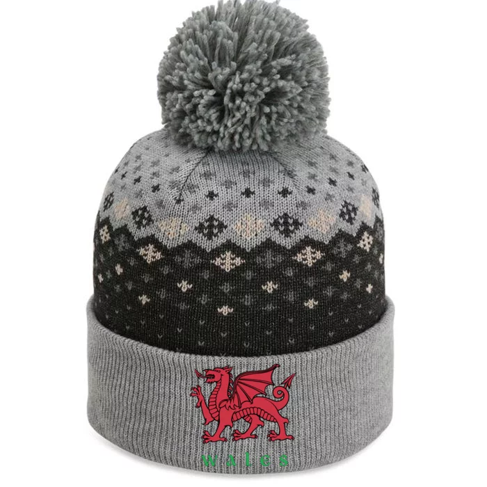 Wales Gift Welsh Red Dragon Cymru The Baniff Cuffed Pom Beanie