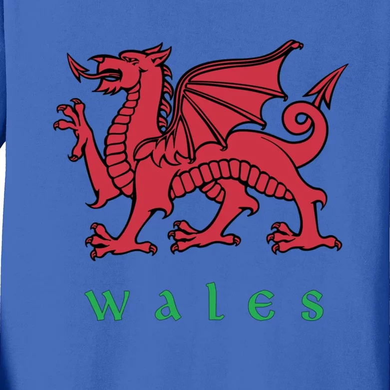 Wales Gift Welsh Red Dragon Cymru Kids Long Sleeve Shirt