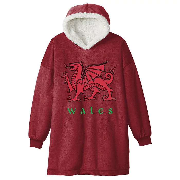 Wales Gift Welsh Red Dragon Cymru Hooded Wearable Blanket