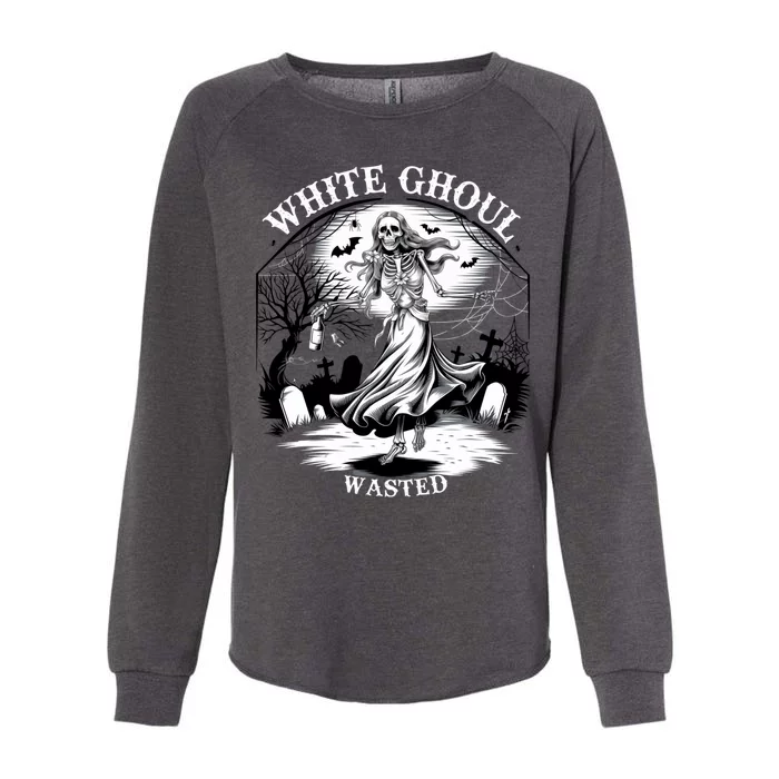 White Ghoul Wasted Funny Halloween Drinking Party Women Halloween Costume Womens California Wash Sweatshirt