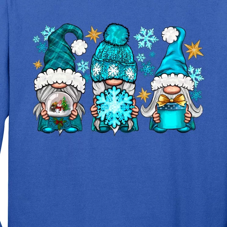 Winter Gnomies Xmas Blue Plaid Gnomes Meaningful Gift Long Sleeve Shirt