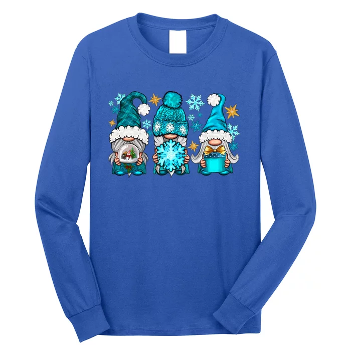 Winter Gnomies Xmas Blue Plaid Gnomes Meaningful Gift Long Sleeve Shirt