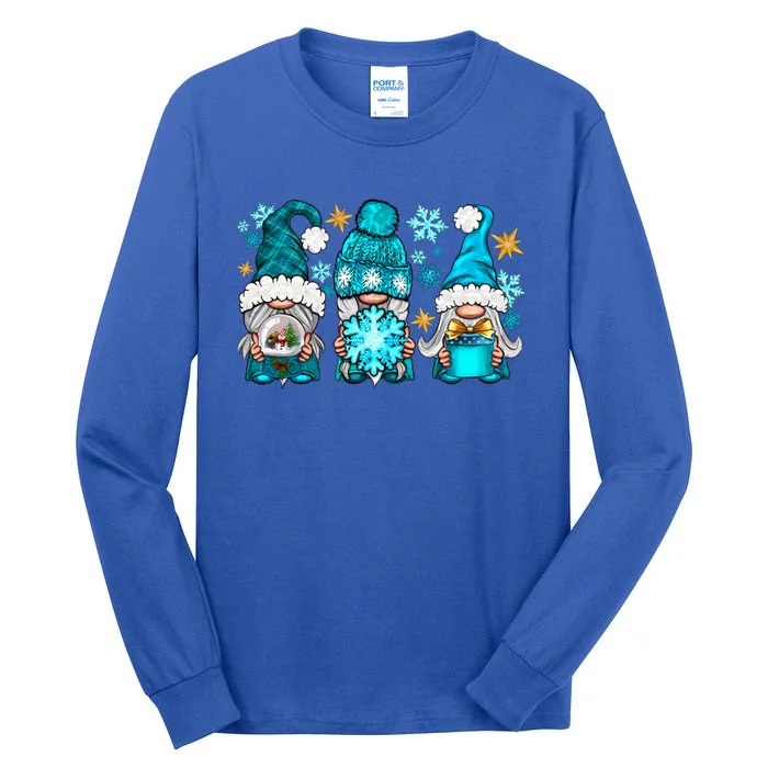 Winter Gnomies Xmas Blue Plaid Gnomes Meaningful Gift Tall Long Sleeve T-Shirt