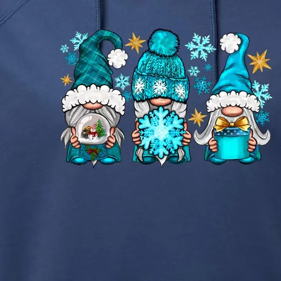 Winter Gnomies Xmas Blue Plaid Gnomes Meaningful Gift Performance Fleece Hoodie