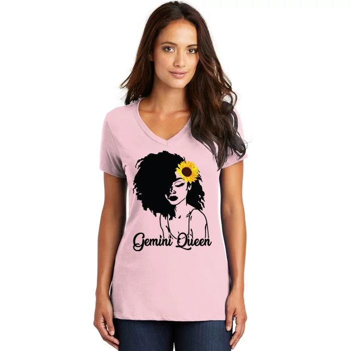 Womens Gemini Zodiac Sign Astrology T May June Birthday Women's V-Neck T-Shirt