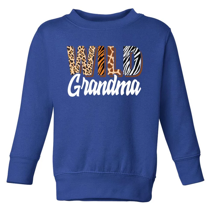 Wild Grandma Zoo Born Two Be Wild Bgiftday Safari Jungle Animal Gift Toddler Sweatshirt