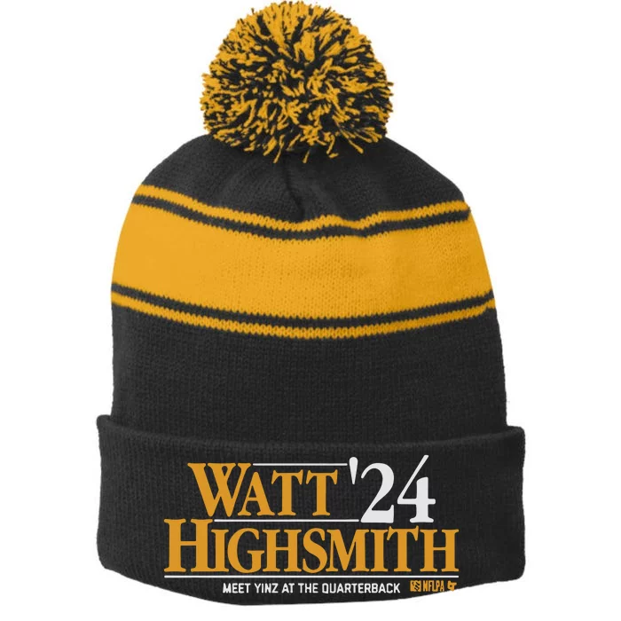 Watt Highsmith ’24 Stripe Pom Pom Beanie