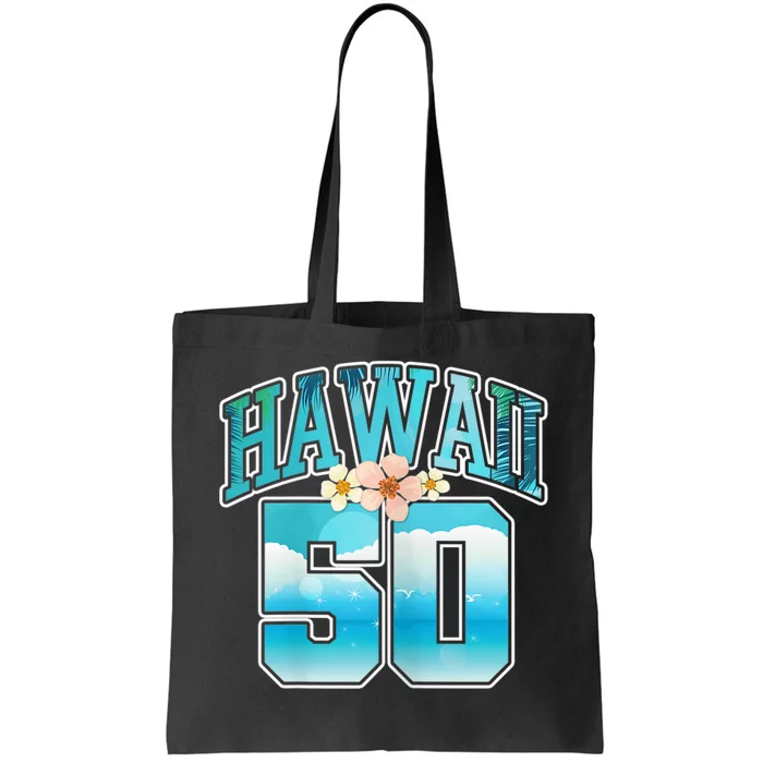 Wo Hawaii 50 50th Birthday Hawaiian Aloha Beach Hibiscus Tote Bag