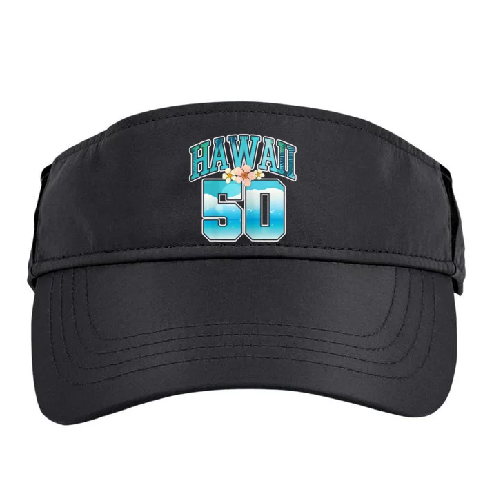 WoM.e.n.s Hawaii 50 50th Birthday Hawaiian Aloha Beach Hibiscus Adult Drive Performance Visor