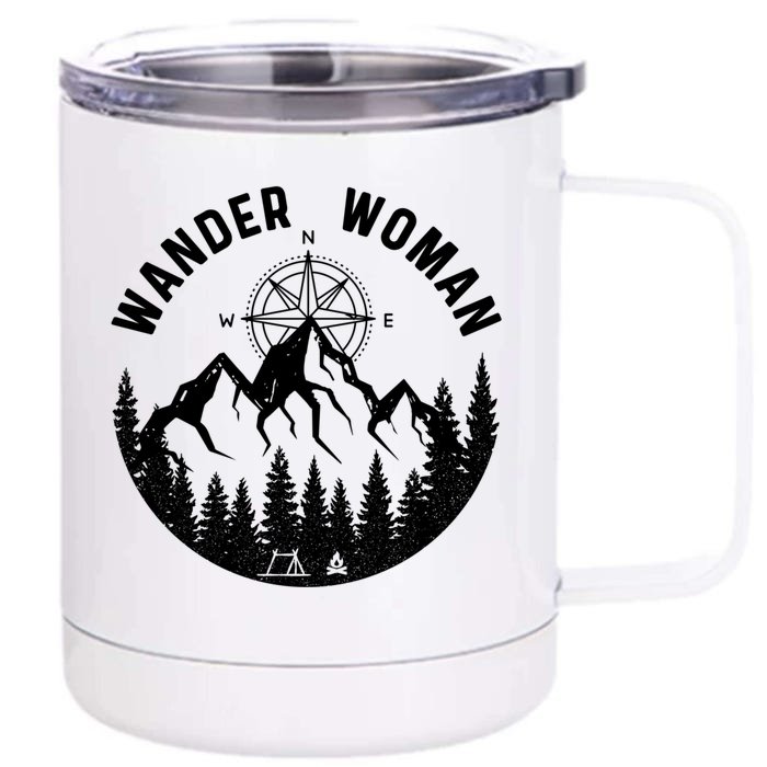 Wander Hiking Adventure Camping Road Trip Crew Gift Front & Back 12oz Stainless Steel Tumbler Cup