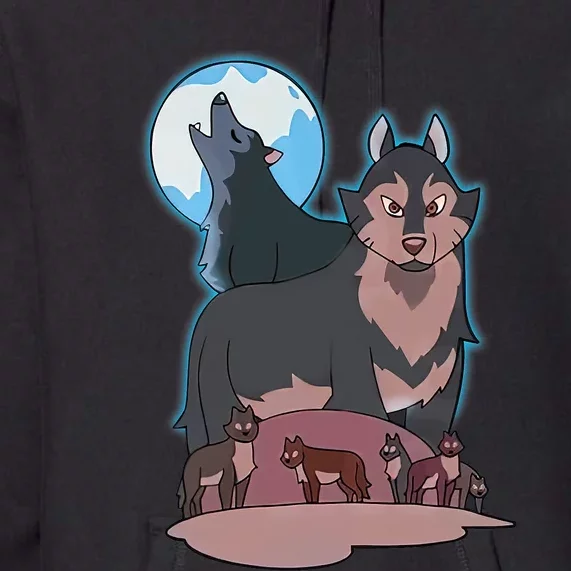 Wolves Howling At The Moon - Wolf Wolves Hunter Premium Hoodie