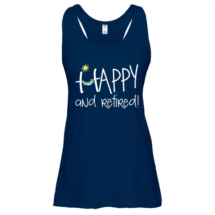 Wo Happy And Retired Funny Retirement VNeck Ladies Essential Flowy Tank