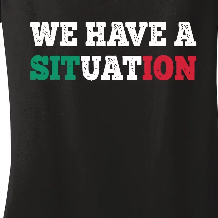 We Have A Situation New Jersey Garden Nj Shore Italian Flag Women's V-Neck T-Shirt