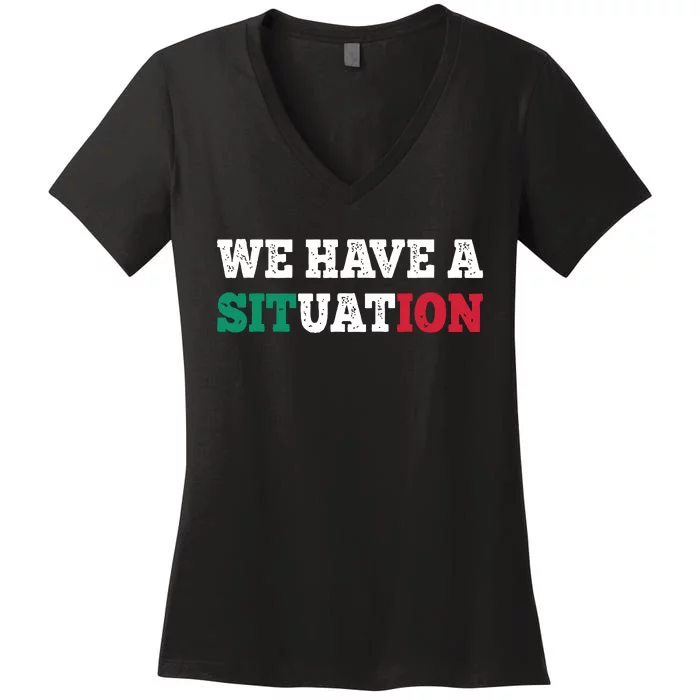 We Have A Situation New Jersey Garden Nj Shore Italian Flag Women's V-Neck T-Shirt