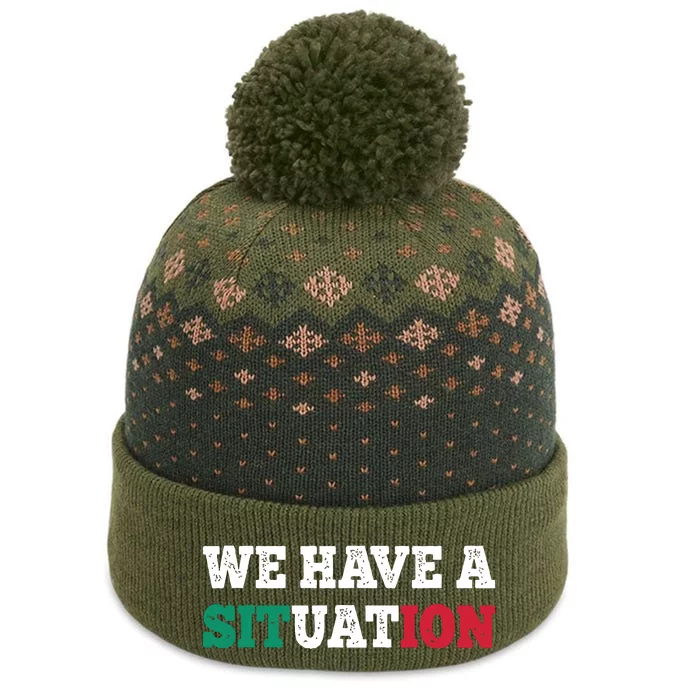 We Have A Situation New Jersey Garden Nj Shore Italian Flag The Baniff Cuffed Pom Beanie