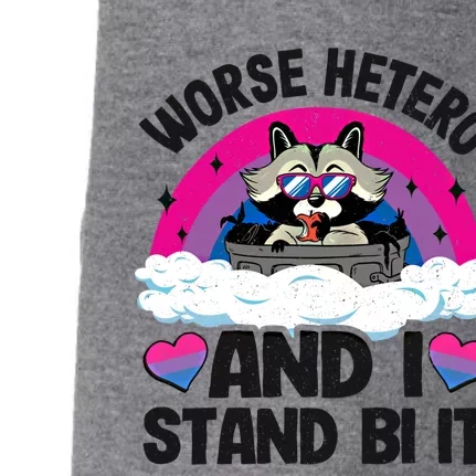 Worse Hetero And I Stand Bi It Raccoon Bi Pride Bisexual Gift Doggie 3-End Fleece Hoodie