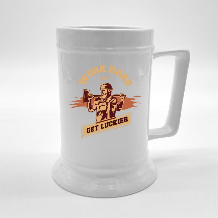 Work Hard And Get Luckier Front & Back Beer Stein