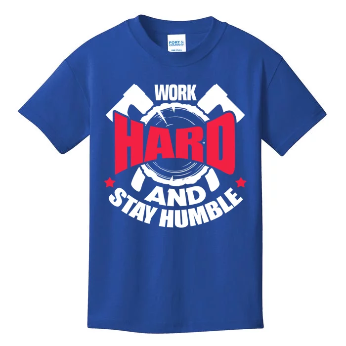 Work Hard And Stay Humble Axe Hatchet Throwing Axe Thrower Gift Kids T-Shirt