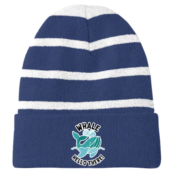 Whale Hello There Striped Beanie with Solid Band