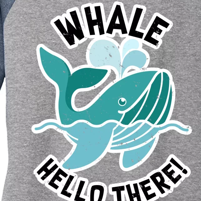 Whale Hello There Women's Tri-Blend 3/4-Sleeve Raglan Shirt