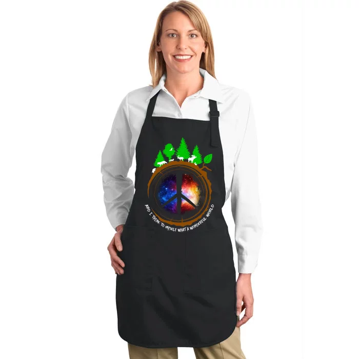 What A Wonderful World Full-Length Apron With Pocket