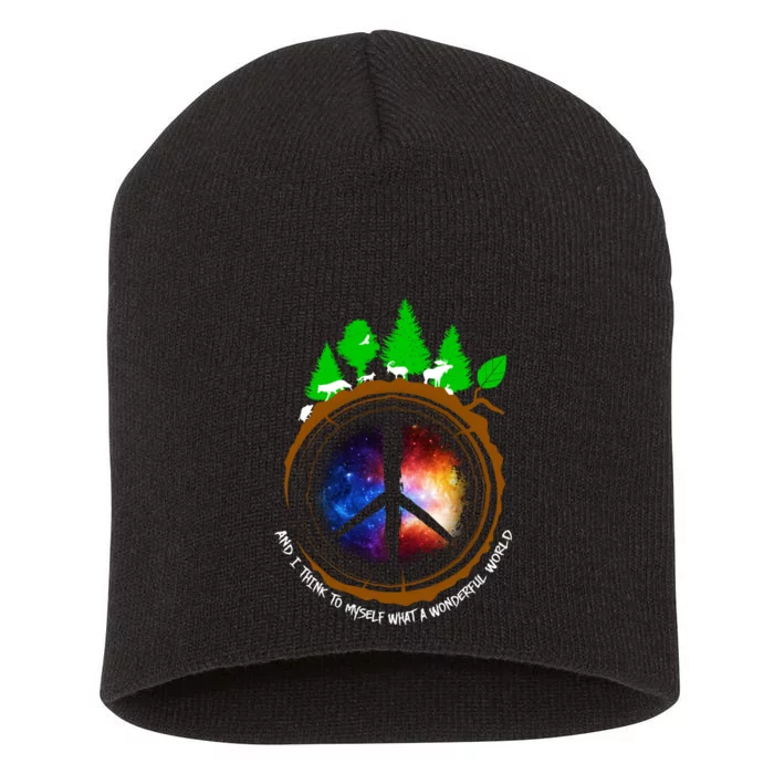 What A Wonderful World Short Acrylic Beanie