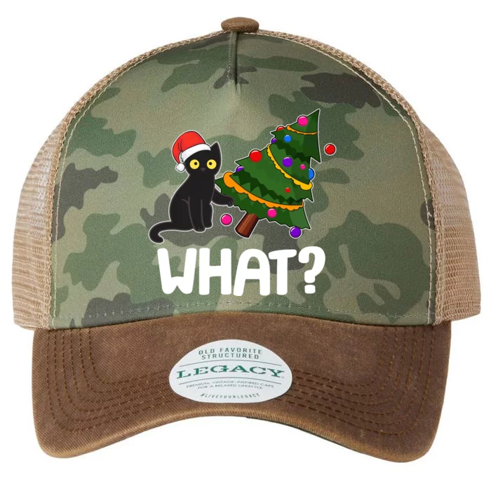 What? Bad Cat Knocking Over Christmas Tree Legacy Tie Dye Trucker Hat