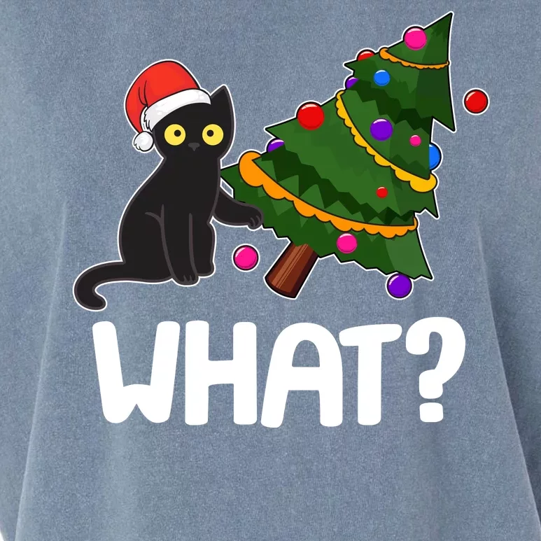 What? Bad Cat Knocking Over Christmas Tree Garment-Dyed Women's Muscle Tee