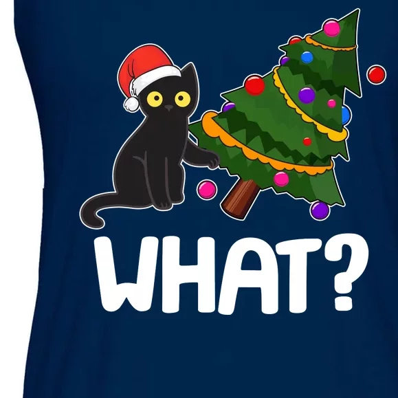 What? Bad Cat Knocking Over Christmas Tree Ladies Essential Flowy Tank