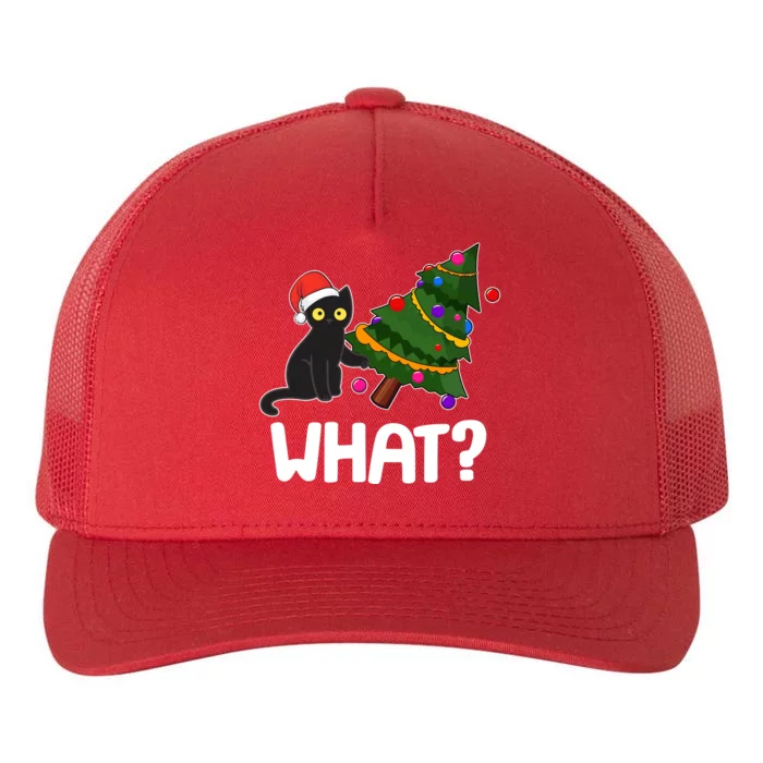 What? Bad Cat Knocking Over Christmas Tree Yupoong Adult 5-Panel Trucker Hat