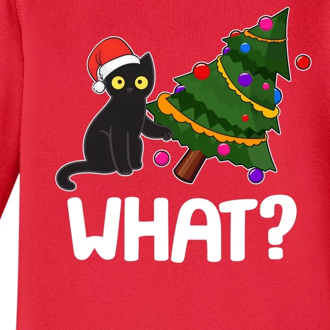 What? Bad Cat Knocking Over Christmas Tree Baby Long Sleeve Bodysuit