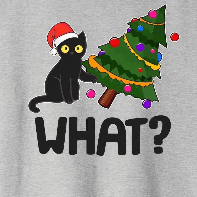 What? Bad Cat Knocking Over Christmas Tree Women's Crop Top Tee