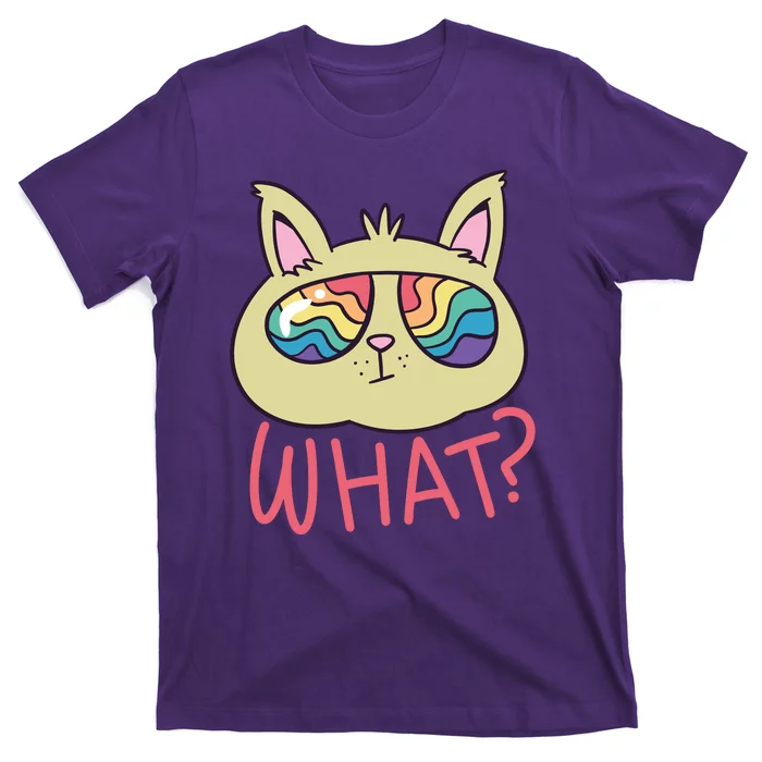 What Cat Rainbow Sunglasses T-Shirt