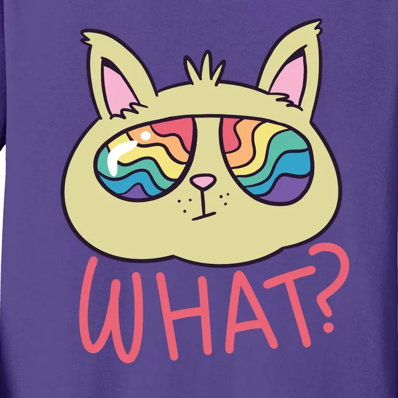 What Cat Rainbow Sunglasses Kids Long Sleeve Shirt