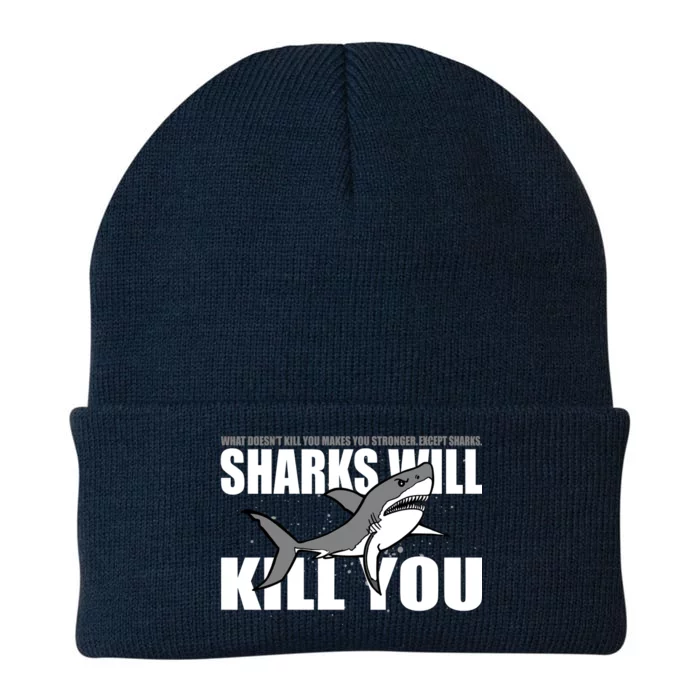 What Doesn't Kill You Stronger Except Sharks Knit Cap Winter Beanie