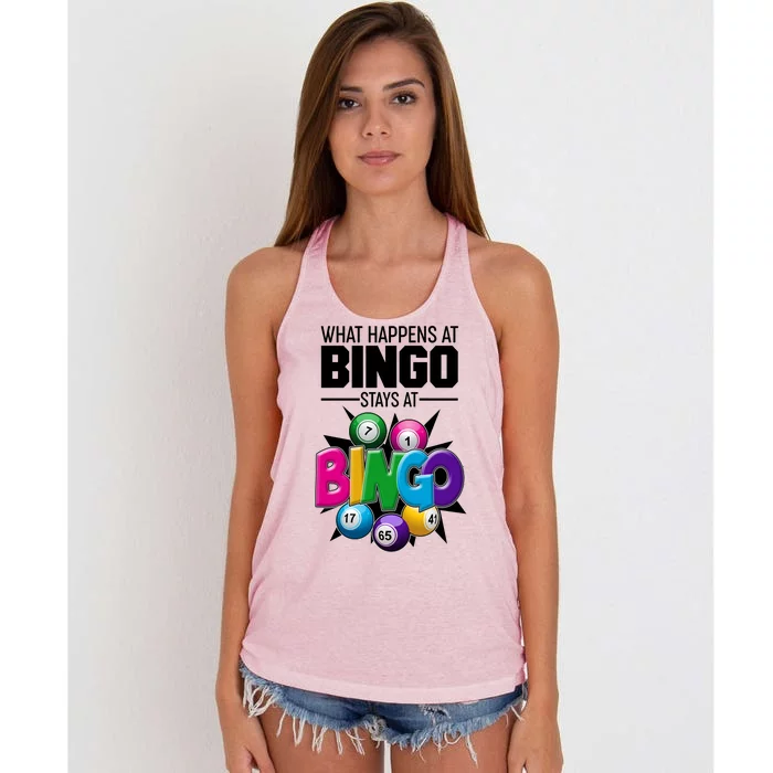 What Happens At Bingo Stays At Bingo Women's Knotted Racerback Tank