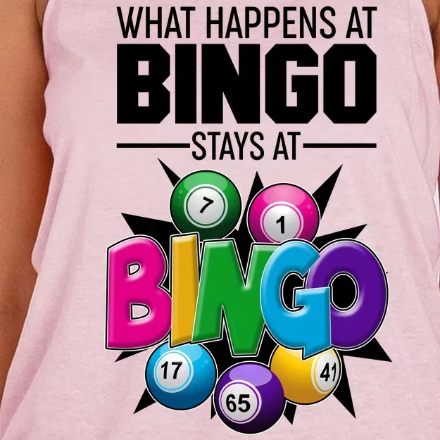 What Happens At Bingo Stays At Bingo Women's Knotted Racerback Tank