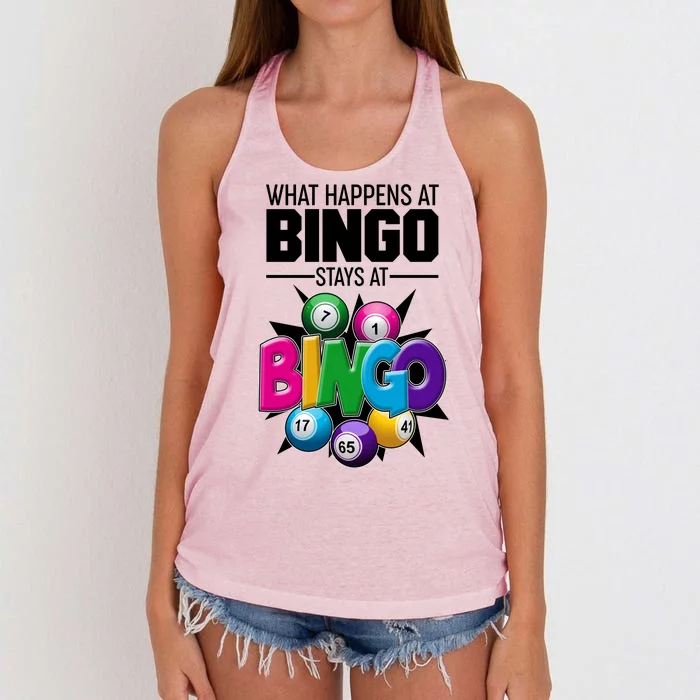 What Happens At Bingo Stays At Bingo Women's Knotted Racerback Tank