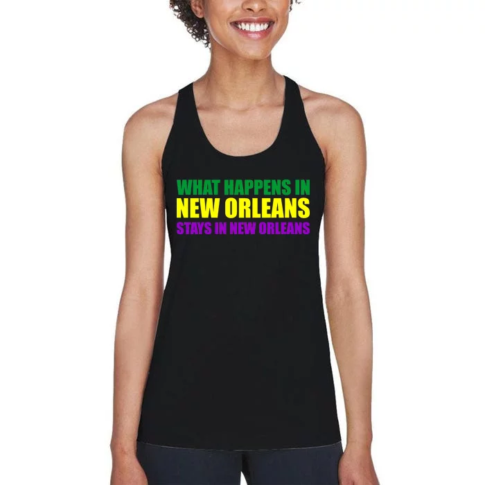 What Happens in New Orleans Stays in New Orleans Mardi Gras Women's Racerback Tank