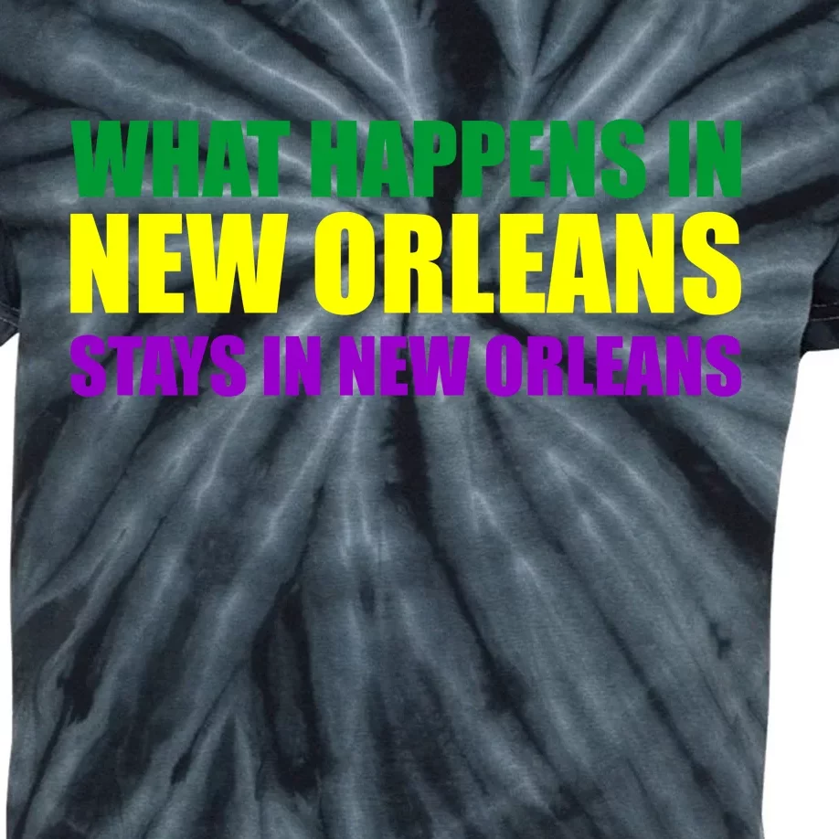 What Happens in New Orleans Stays in New Orleans Mardi Gras Kids Tie-Dye T-Shirt