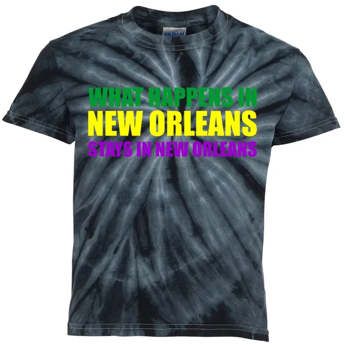 What Happens in New Orleans Stays in New Orleans Mardi Gras Kids Tie-Dye T-Shirt