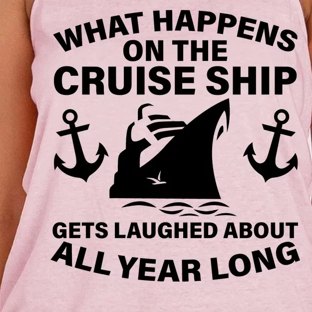 What Happens On A Cruise Ship Women's Knotted Racerback Tank